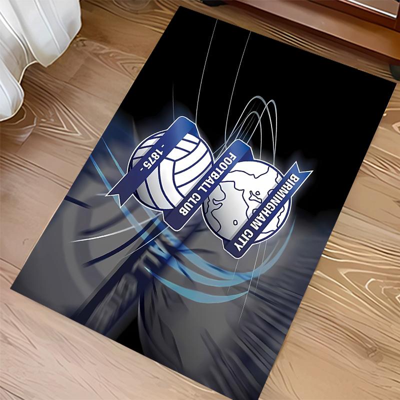 1pc BIRMINGHAM CITY LOGO Print Area Rug - Soft,Washable Non-Slip Indoor Mat for Office Chairs,Living Room,Home Office Decorative Rug