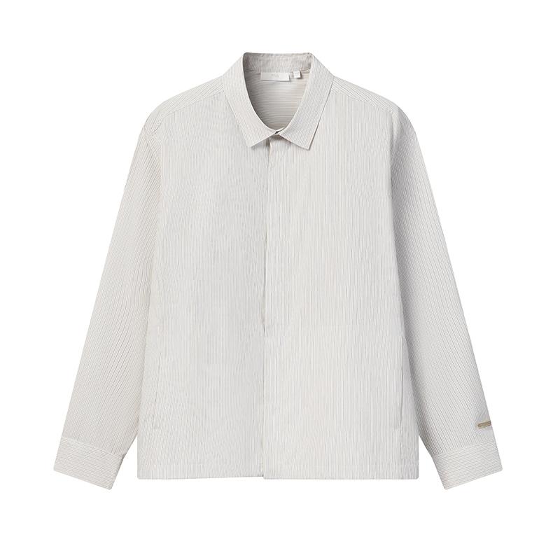 

FILA Milano Series Fashion Minimalist Classic Striped Retro Casual Versatile Comfortable Loose Woven Long Sleeve Shirt Unisex shirts F11U625401FGY M