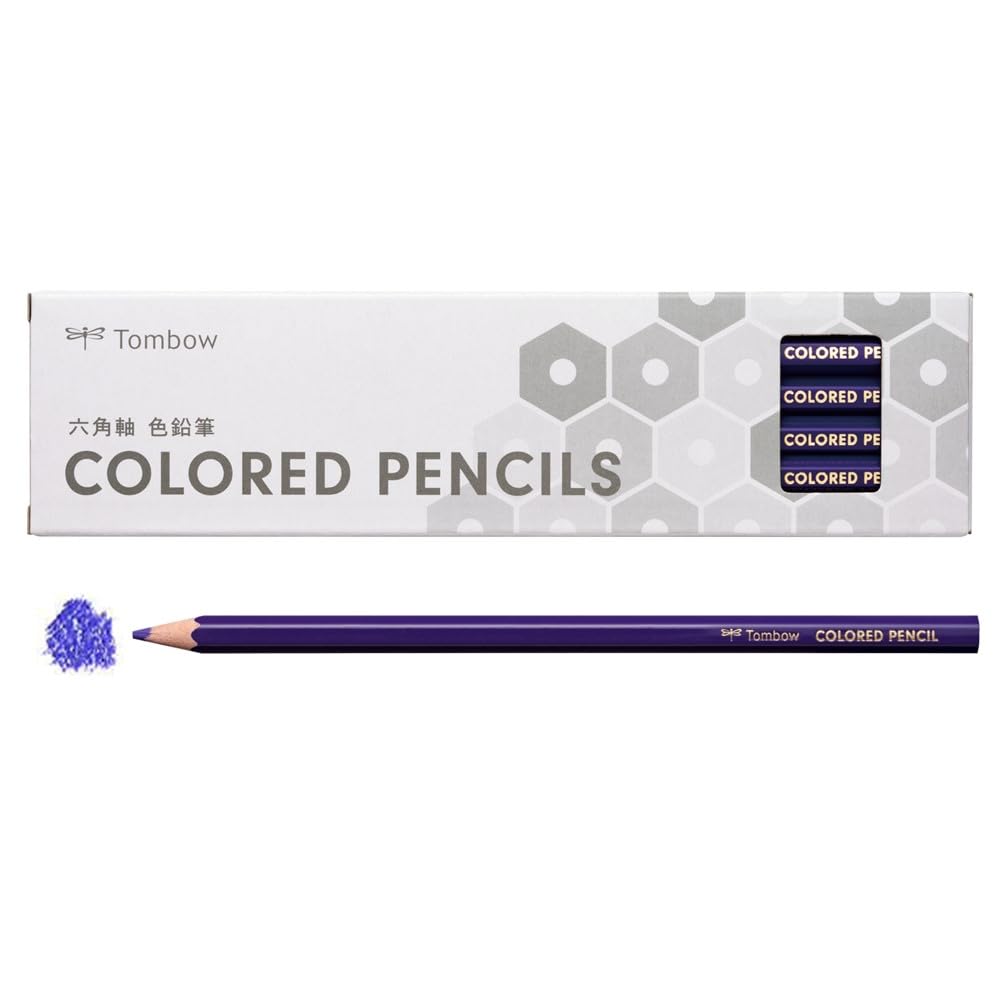 Tombow Colored Single Hexagonal 1 Dozen Pencil, Color, Purple, Barrel, (12 pencils), CY-K18