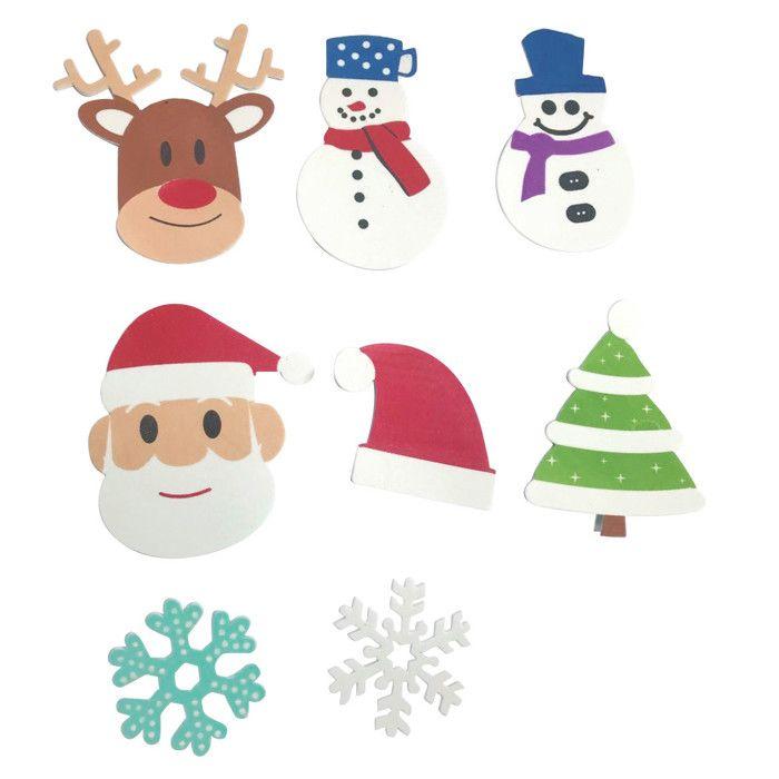 Sticker mousse personnages de Noël 5,3 à 10 cm 50 pièces