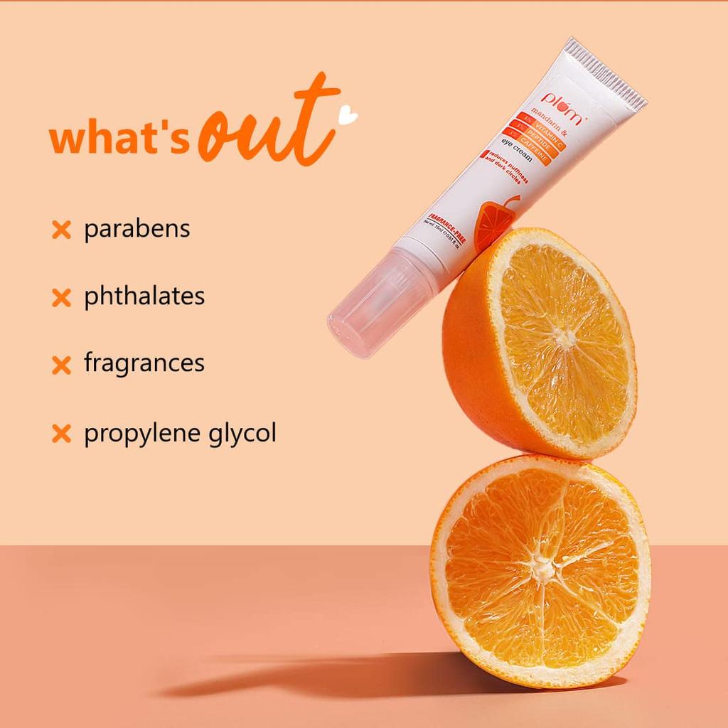 Plum Vitamin C Peptide Caffeine Eye Cream For Dark Circles Puffiness Firming Fragrance Free Vegan 15 ml Elasticity