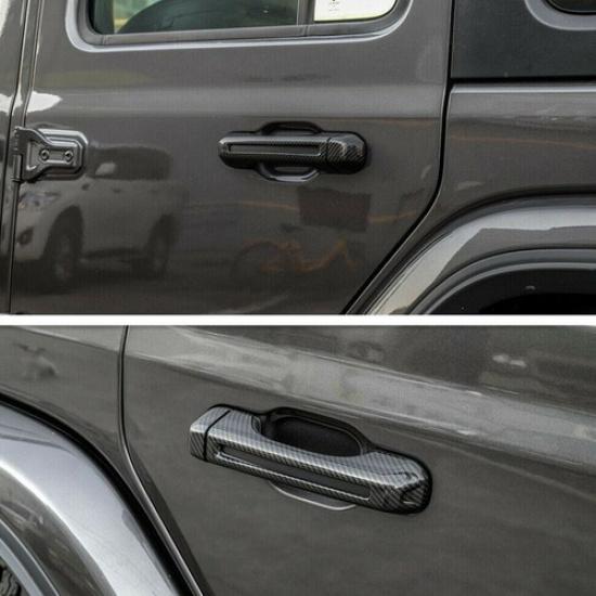 For Jeep   Gladiator JT ABS Carbon Fiber Door Handle Decor Cover Trim 8P