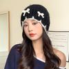 Women's Autumn and Winter Sweet and Versatile Bow Knitted Wool Hat Korean Style Big Head Surround Head Hat Warm Cold Hat New