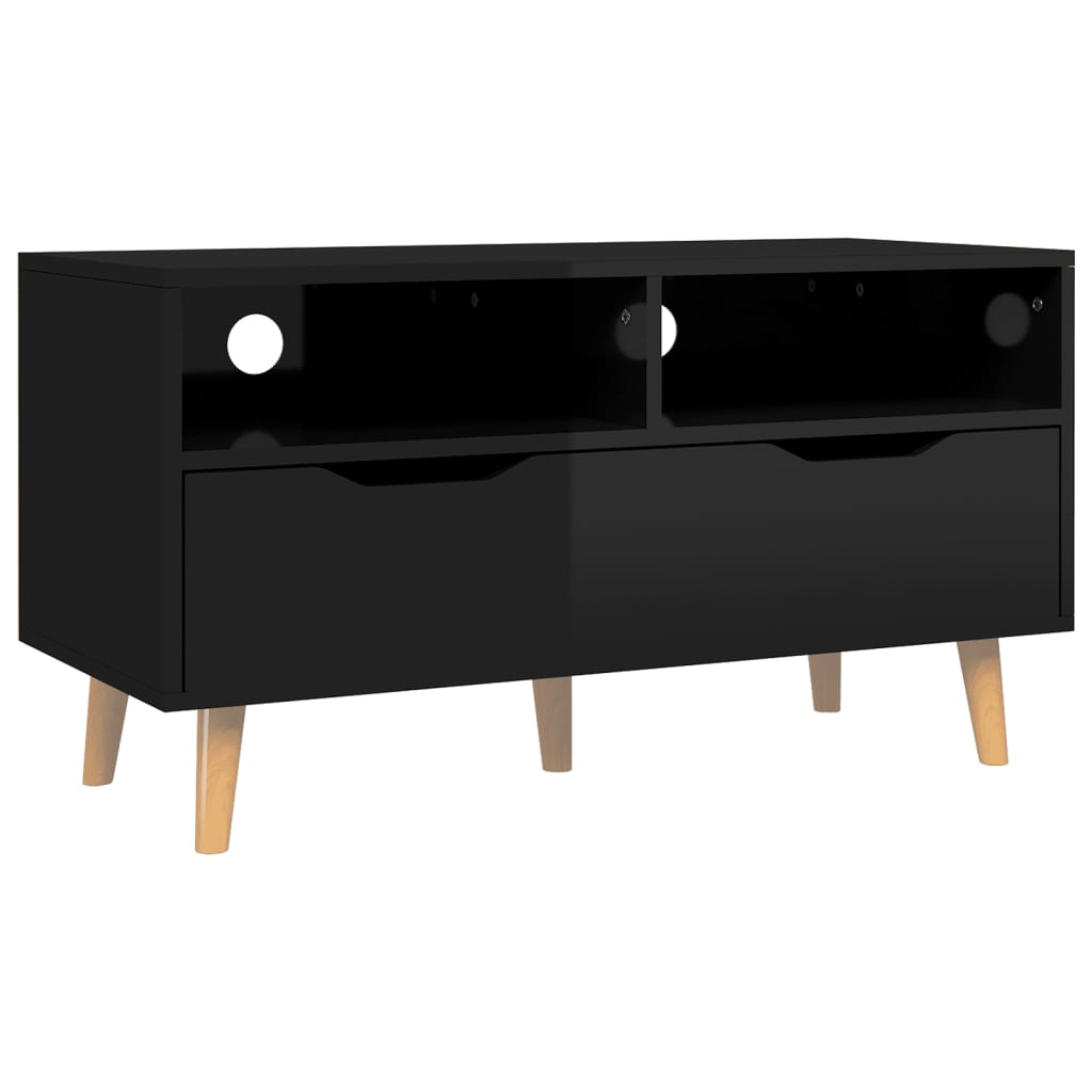 Vidaxl Szafka Tv, Czarna, Wysoki Połysk, 90X40X48,5 Cm