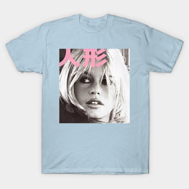 

Men Black Print T-shirt Brigitte Bardot Vintage No-Cut Transfer Paper Print Cotton Tshirt L світло-синій колір