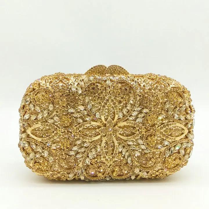 

Boutique De FGG (in stock) Emerald Green Women Flower Evening Bags and Clutches Bridal Wedding Rhinestone Handbags and Purses Mini Clutch