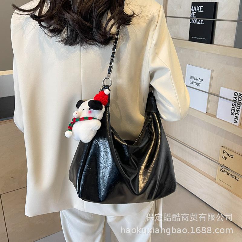 Bag Women's 2025 New Trendy Fashion Commuter Tote Bag Versatile Casual Large Capacity Underarm Bag Crossbody Chain Bag