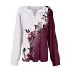 Women's Fashion Puff Sleeves Pleated V Neck Floral Print T-Shirt Tunic Top