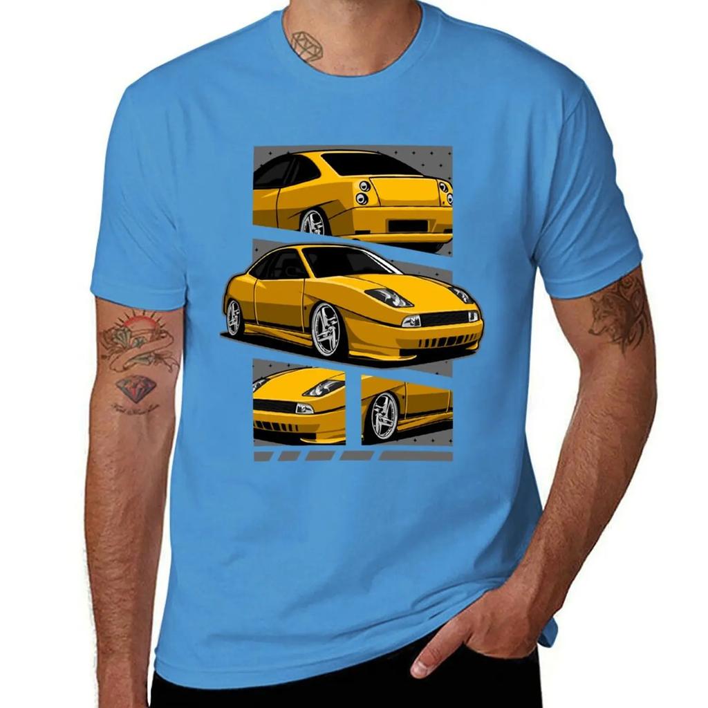 Fiat Coupe 20V Turbo Yellow TShirt graphics korean fashion blacks tshirts for men 2025 new model