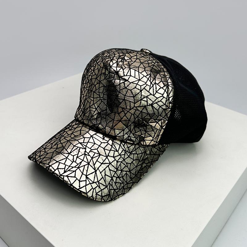 New Unisex Irregular Pattern Sequin Versatile Fashion Retro Baseball Hats Travel Breathable Personal Sunshade Outdoor Mesh Caps