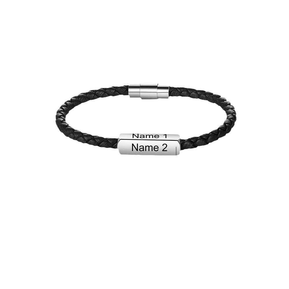 Stainless Steel Engraved Beaded Bracelet - Father's Day & Christmas Gift