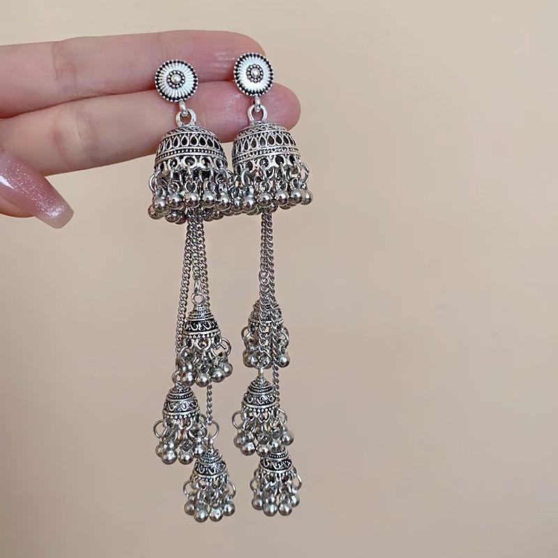 Французские ретро серьги с жемчужной бахромой, преувеличенные нишевые серьги высокого класса, модные универсальные серьги с темпераментом