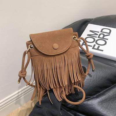 2025 Simple Autumn and Winter Suede Trend Fringed Retro Hong Kong Style Large Capacity Casual Messenger Shoulder Small Square Women's Bag