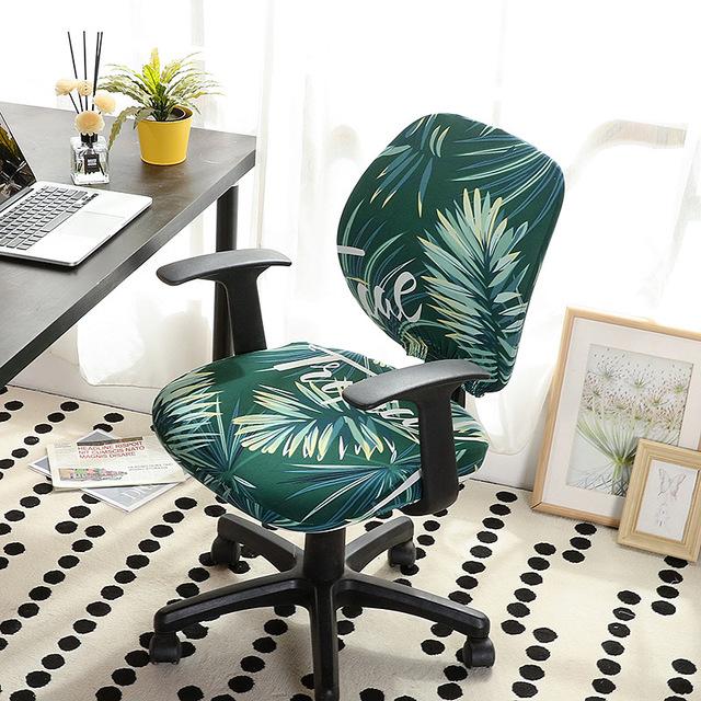 Elastic Armchair Computer Chair Cover Stretch Spandex Office Chair Slipcover Geometric Print Split Seat Covers for Living Room