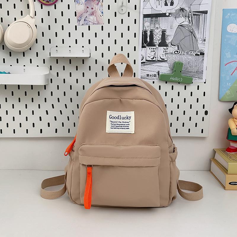 Schoolbag Japanese Solid Color Niche Schoolbag Casual Versatile Junior High School Female Student Backpack Spring Outing Outdoor Large Capacity 