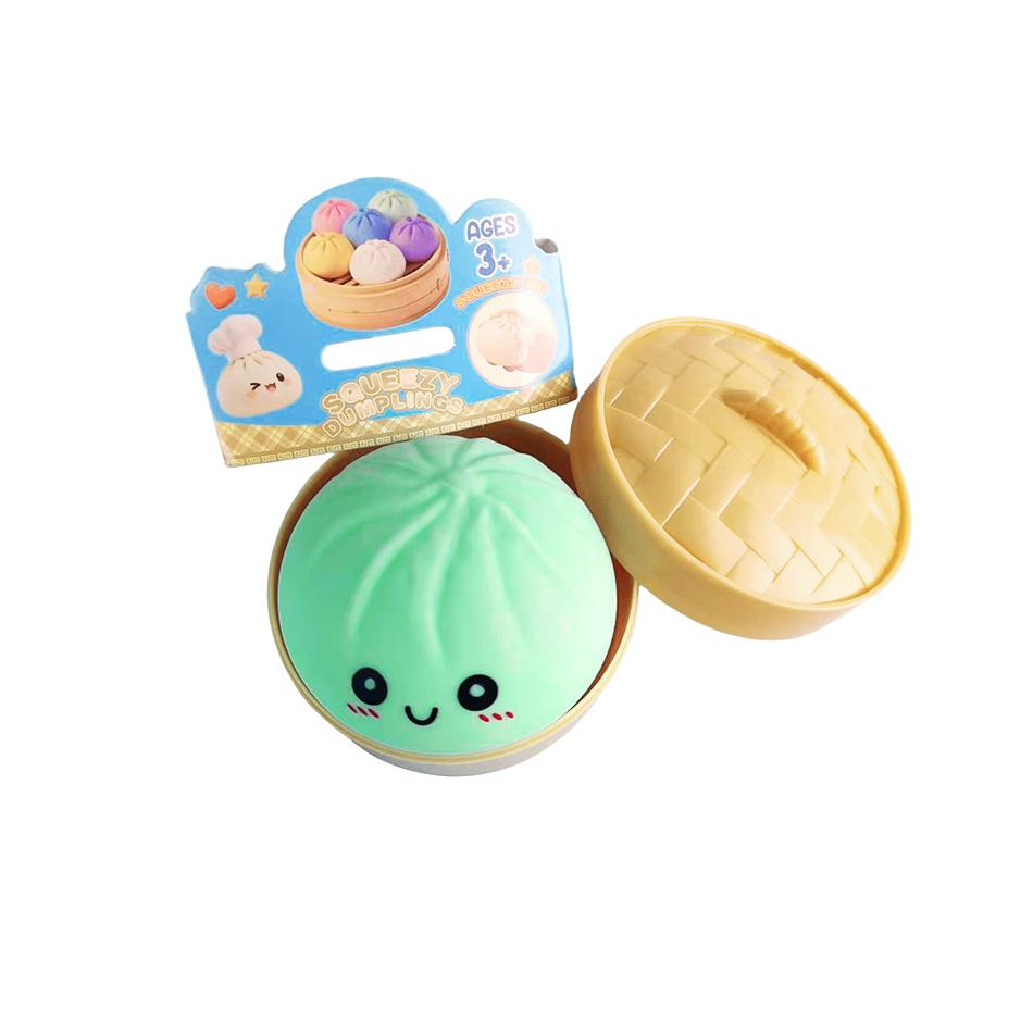 1-4Pcs Colorful Dumpling Squishes Stress Balls Fidget Sensory Toys Simulation Food Squishies Bun With Steamer Dough Ball Gifts