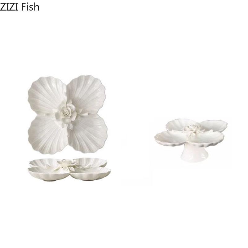 Flower Shaped Ceramic Plate Breakfast Fruit Salad Dinner Plates Hotel Restaurant Western Plate Kitchen Dessert Plate Cutlery