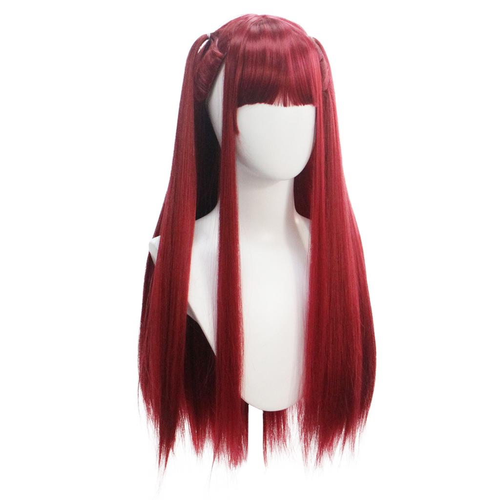 Blood Red Straight Bangs Braid Long Straight Hair Synthetic Wig Anime Devil COS Wig Synthetic Party Party Wig