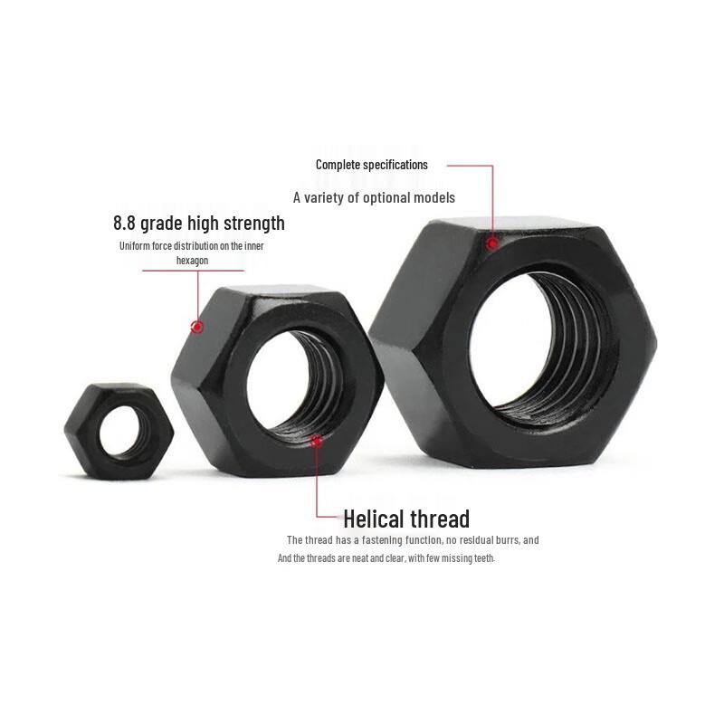 M22 High-Strength Grade 10.9 Black Hex Nut