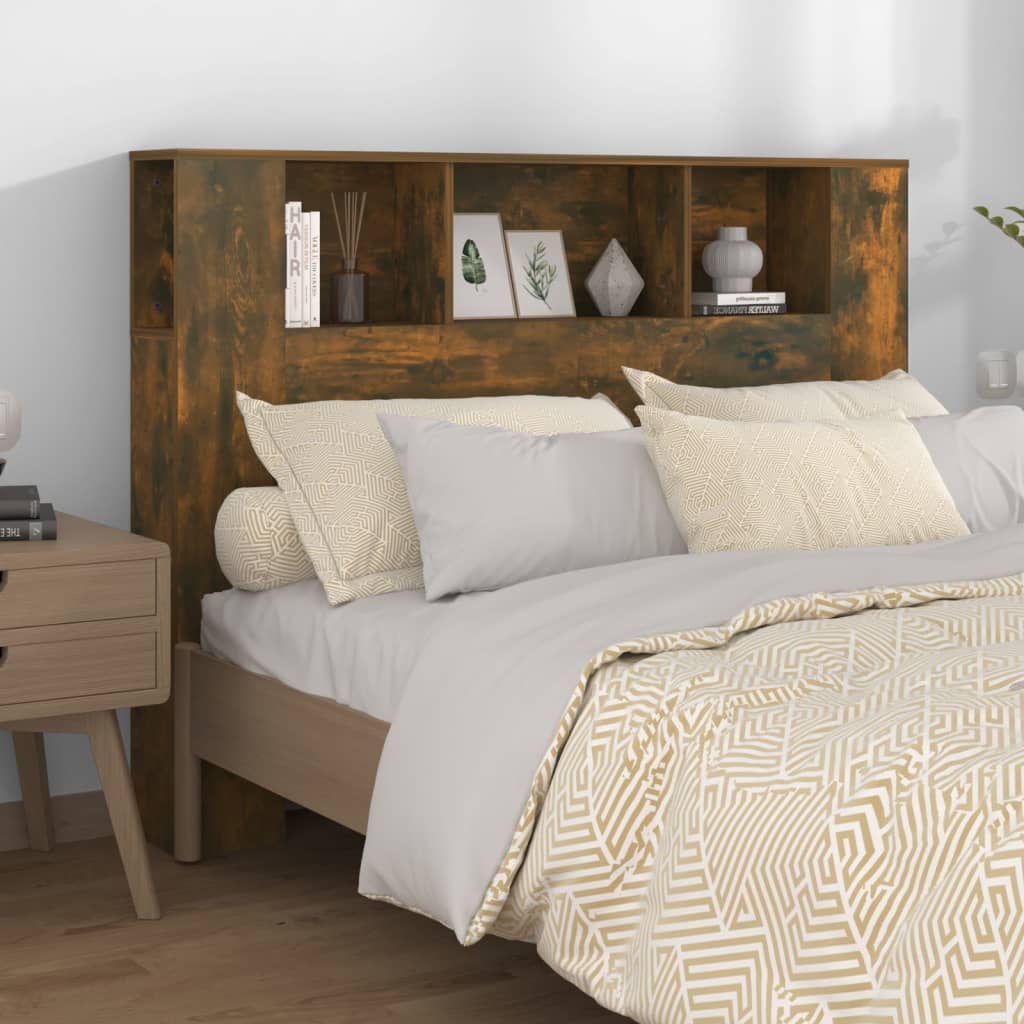 vidaXL Kopfteil mit Ablagen Räuchereiche 140x18,5x104,5 cm braun