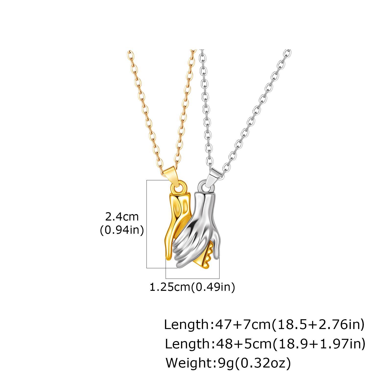 

Creative Magnetic Clasp Hold Hand Pendant Necklace, Stainless Steel Hand in Hand Couples Necklace for Lover Valentine s Day Gift