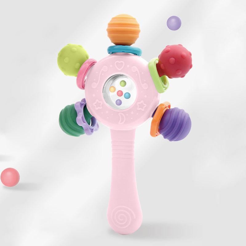 

Детская успокаивающая игрушка Колокольчик с ручным приводом Зубной клей Можно кусать Точение зубов Тренировка захвата Палка-игрушка с ручным приводом