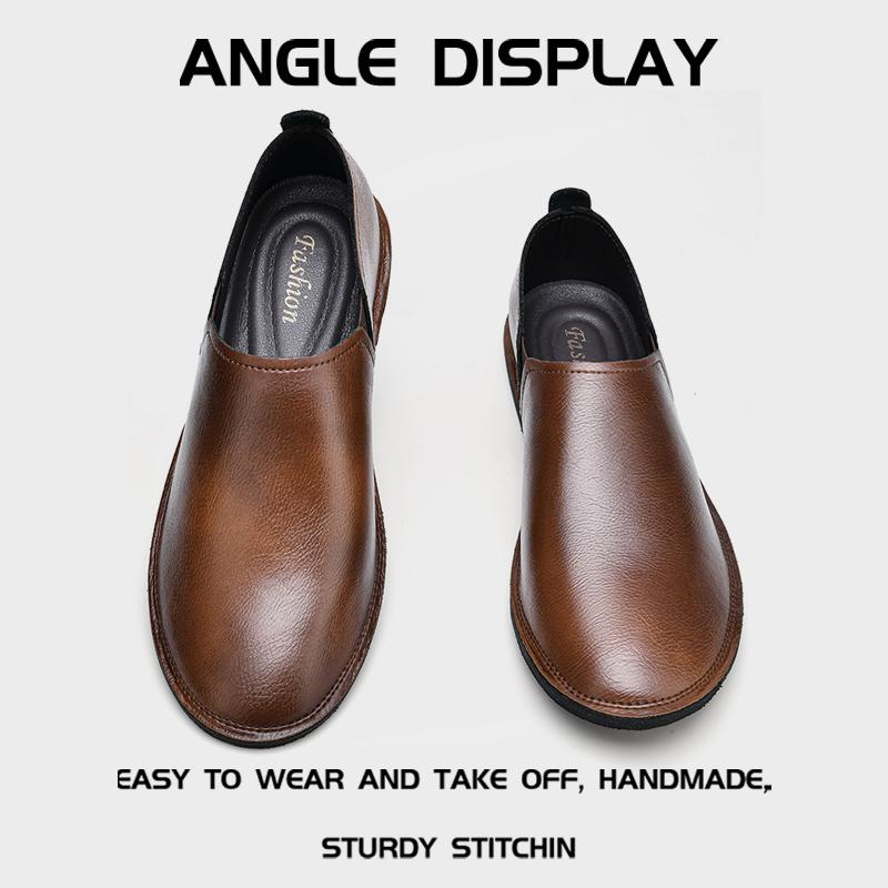 Fashion Business Breathable Loafers Mens Genuine Leather Flats Comfortable Soft Sole Shoes Moccasins Ultra-light Slip on Walking Shoes