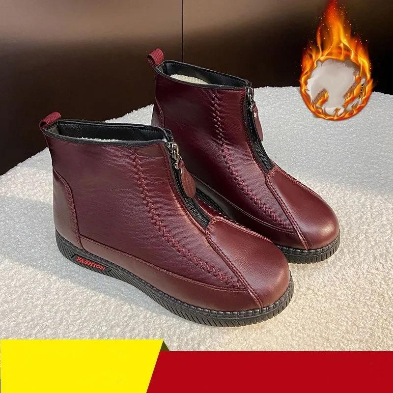 Winter Warm Cotton Shoes, Women's Plus Velvet Thickened Shoes, Soft-soled Waterproof and Cold-resistant Snow Boots, Short Boots