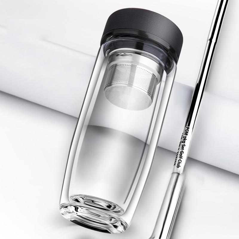 Dwukomorowe Szklanki Przenośny Kubek do Herbaty Mleka Kawy Szklany Kubek do Napojów z Pokrywką Izolacja Termiczna Ochrona przed Oparzeniem Kubek do Picia Wody