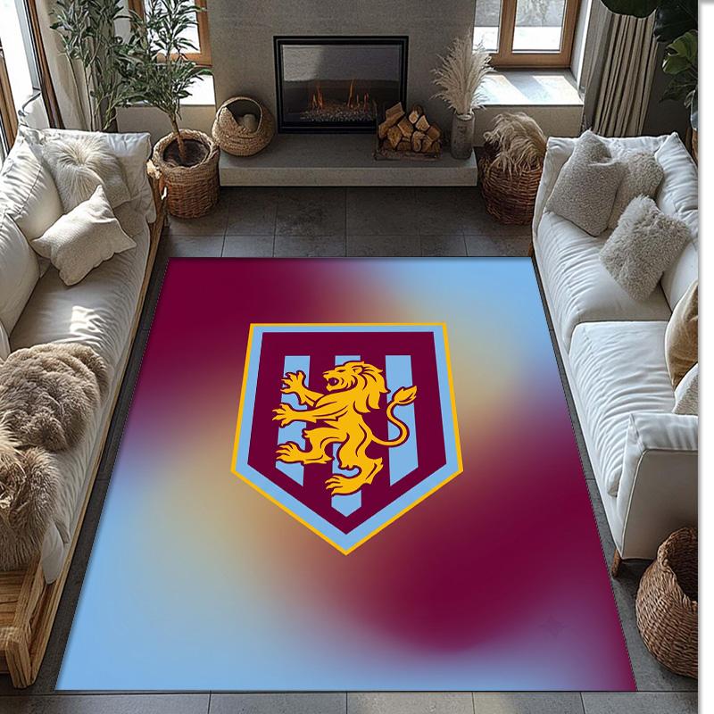 Aston Villa Voetbal Print Kristal Fluweel Tapijt, Comfortabel Waterabsorberend Antislip Binnen Vloerkleed