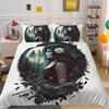 3D Beauty Skull Head Bedding Set Beauty Skull Head Motorcycle Pattern Quilt Cover Pillow Case 2/3 Pieces Microfiber Fabric Full Size Home Decoration