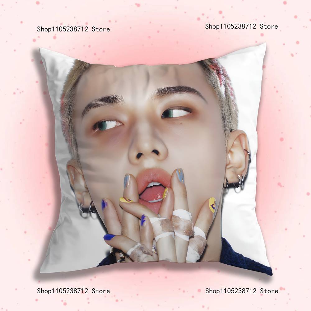 Singer HHyunjinS Pillow Case Plush Fabric Soft Pillowcase Double Sided Print Sofa Cushion Cover Throw