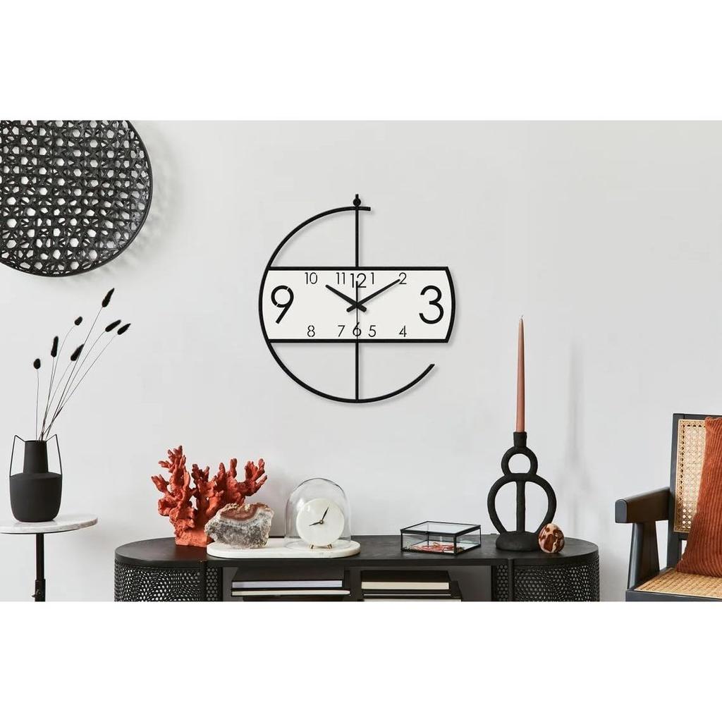 Large World Map Wall Clock, Metal Minimalist Modern Clock, Round Silent Non-Ticking Battery Operated Wall Clocks for Living Room/Home