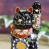 Stylish Kutani ware beckoning cat figurine from Waza no with perfect for opening a or any Kura, left-handed, black, cushion, business, birthdays,