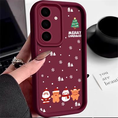 Süße Weihnachts-Elch-Schneemann-Telefonhülle für Samsung S25 S24 FE S23 S22 Ultra S21 A54 A34 A55 A52 A35 A14 Santa Matte Silikon Stoßfeste Soft Slim Case