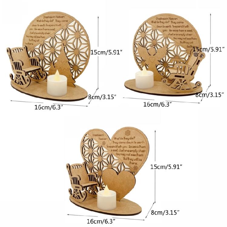 Christmas Remembrance LED Candle Wooden Ornament Tealight Candlestick Holders