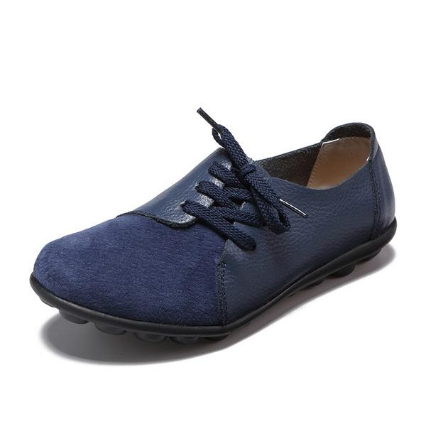 Hot Sale Spring Autumn Women Platform Sneakers Shoes Lace Up Genuine Leather Shoes Ladies Flat Shoes Women Flats Creepers