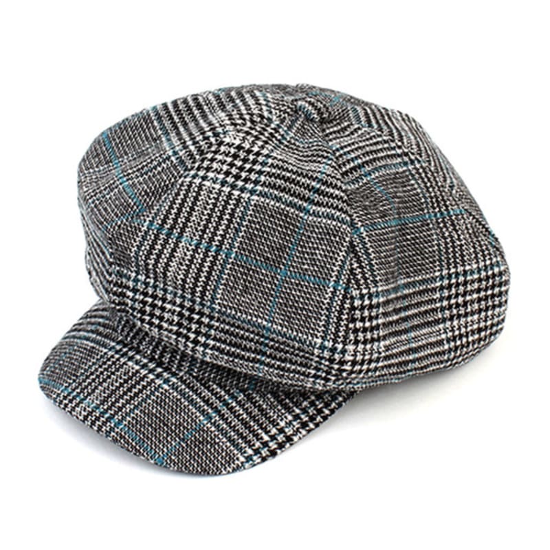 Universal Chemistry Glencheck Black Wool Newsboy Cap