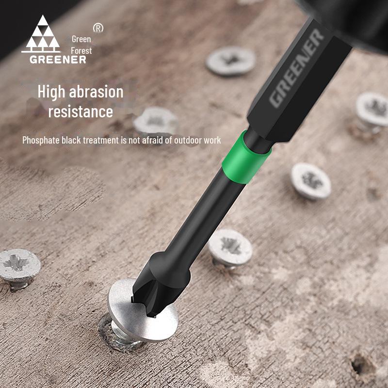 Green Forest High-Impact Magnetic Cross Hand Drill Set with German-Imported Screwdriver Bits