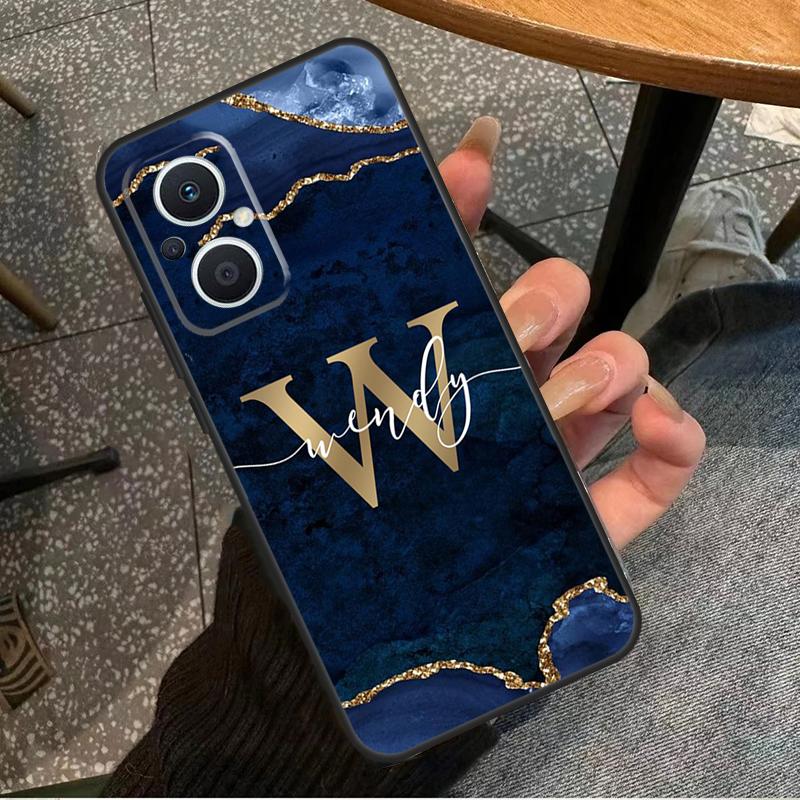 Personalisierte Marmor-Initialen-Name Hülle Für OPPO Reno 8T 2Z 4Z 5Z 10 4 5 6 7 8 Lite OPPO Find X2 X3 Neo X6 Pro X5 Lite Hülle