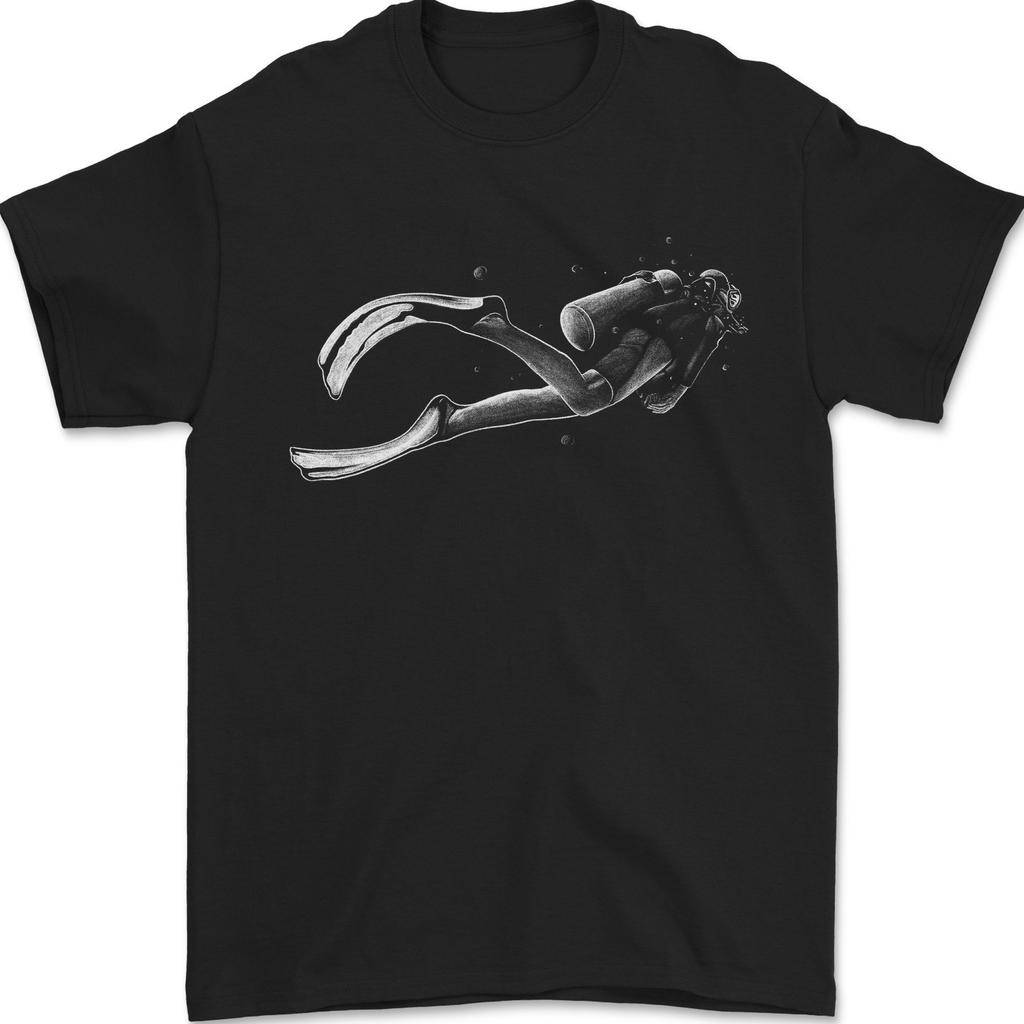 A Lone Scuba Diver Diving Mens T-Shirt 100% Cotton