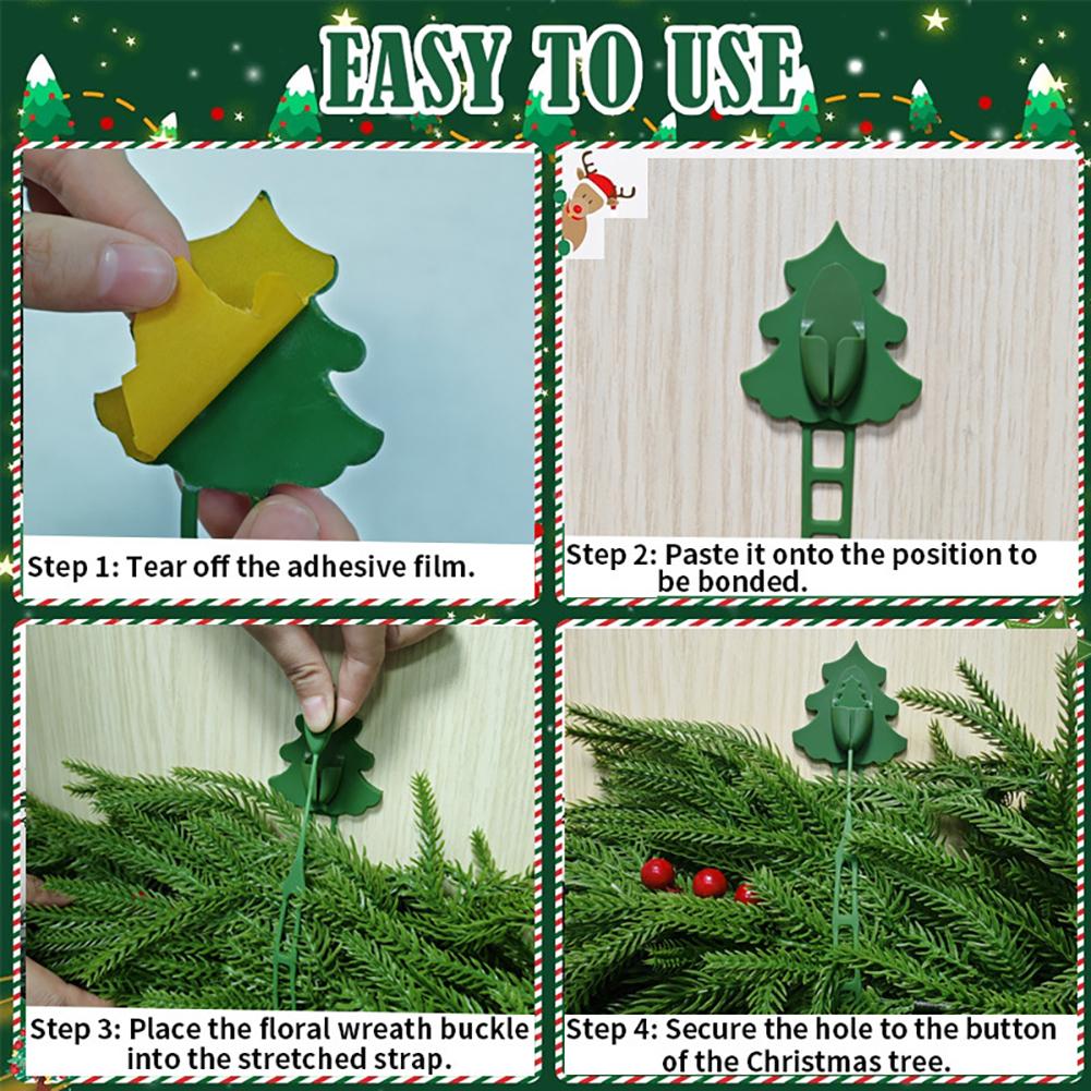 Christmas Reusable Silicone Wire Ties Garland Securing Clips Invisible Ornament Hangers Adhesive Hook Straps Holiday Light Cord Organizer