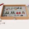 Decorative Jewelry Display Box Practical Wood Jewelry Display Case with Glass Lid for Home Decors and Gift