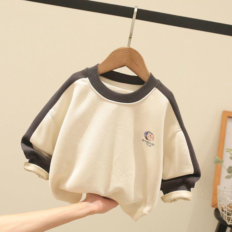 

Детский модный свитшот с отложным воротником - Весенне-осенний трендовый корейский стиль для мальчиков и девочек 80 for height ~75cm