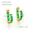 Autumn new strap buckle titanium steel zircon earrings geometric trend French retro earrings women