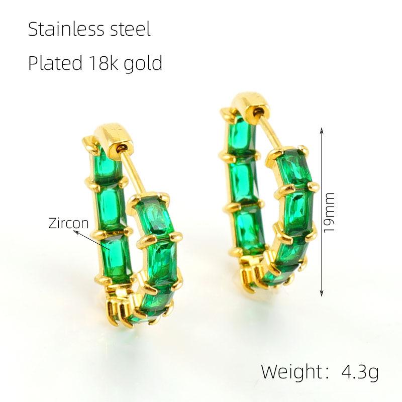 Autumn new strap buckle titanium steel zircon earrings geometric trend French retro earrings women
