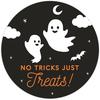 Andaz Press Happy Halloween Stickers 2 Inch Round 40 Bulk Pack No Tricks Just Treats Stickers Cute Little Ghosts Labels for Kids Treat Bags Goodie