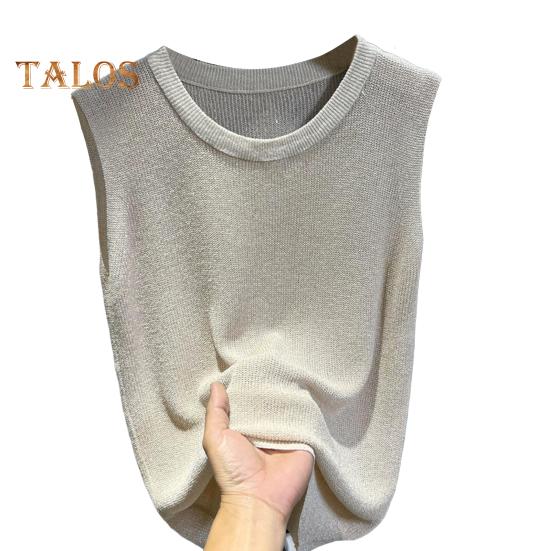 

Женские топы-безрукавки с круглым вырезом, без рукавов, однотонные, свободного кроя, из ледяного шелка, дышащие, универсальные, жилеты абрикосовый