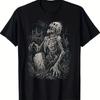 Men'S Graphic T-Shirt Featuring Zombie Skeleton Design Gothic Heavy Metal Inspired Heavyweight