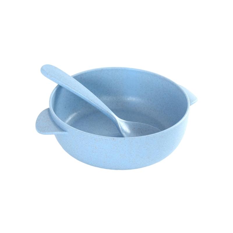 

Natural Wheat Fiber Childrens Bowl Heatproof Safe Tableware for Breakfast Cereal Unbreakable Dishware For Home Travel синий